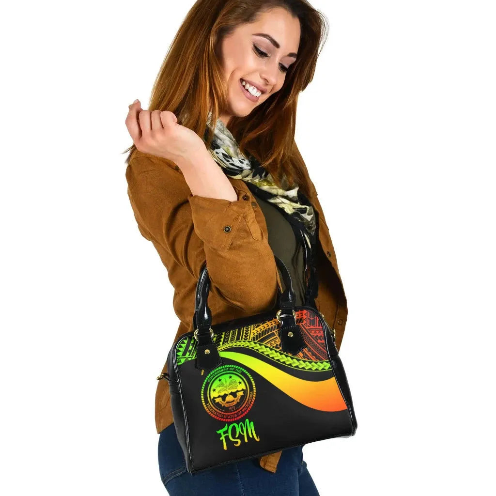 Federated States Of Micronesia Shoulder Handbag - Reggae Polynesian Tentacle Tribal Pattern