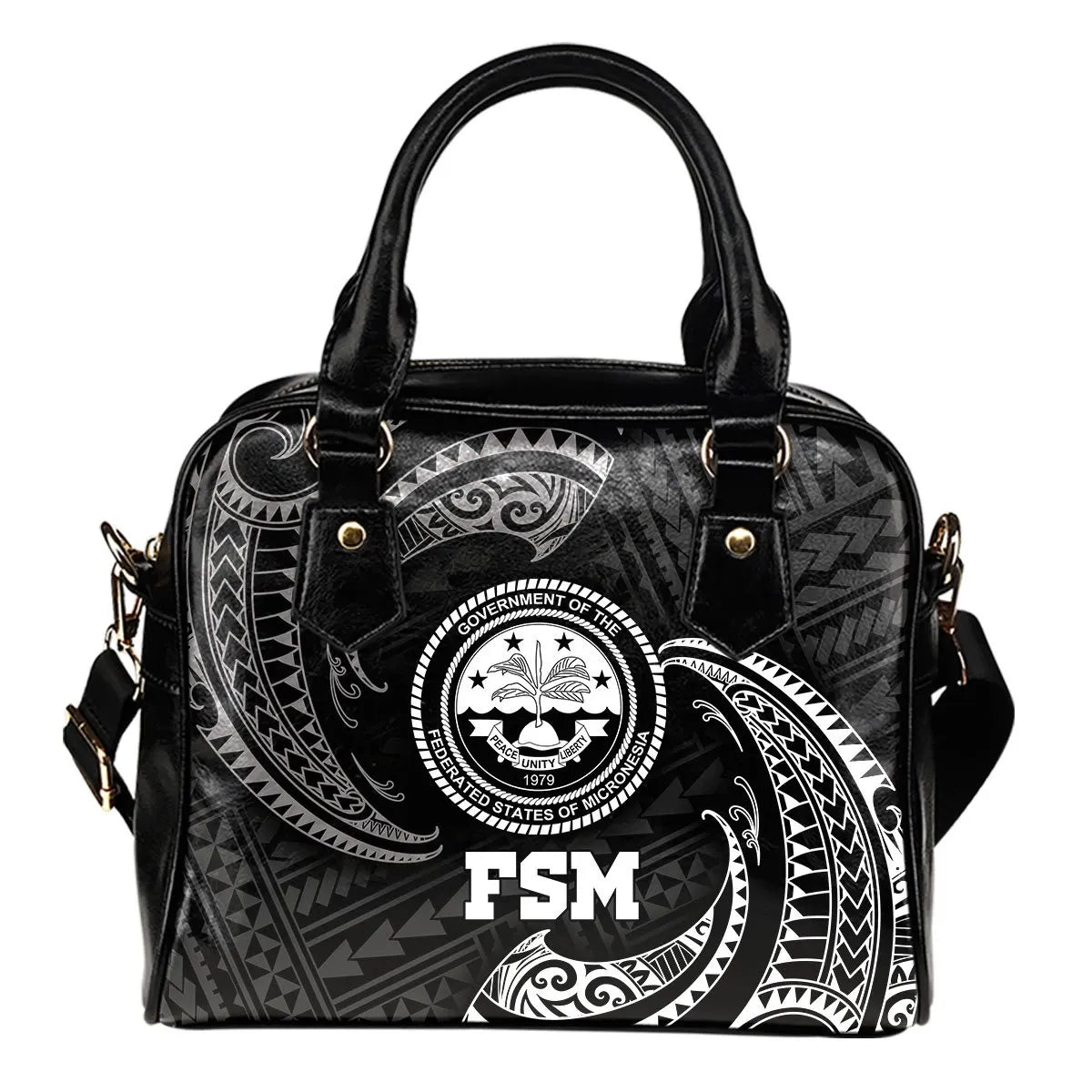 Federated States Of Micronesia Shoulder Handbag - White Tribal Wave
