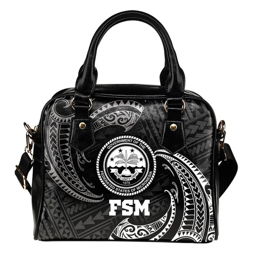 Federated States Of Micronesia Shoulder Handbag - White Tribal Wave