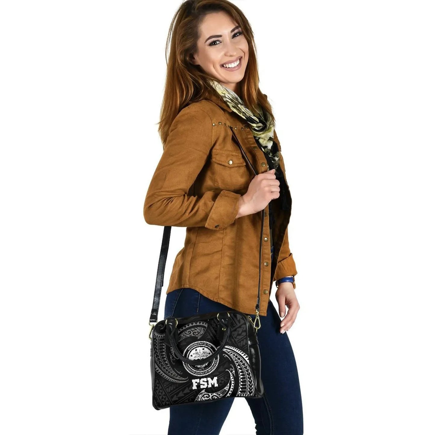 Federated States Of Micronesia Shoulder Handbag - White Tribal Wave