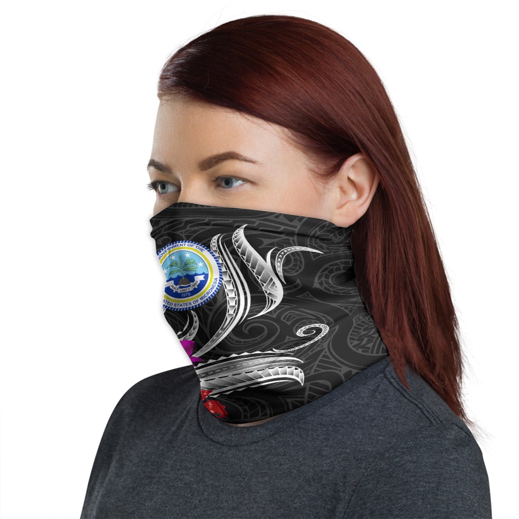 Federated States of Micronesia Neck Gaiter Tropical Flower with Polynesian Pattern