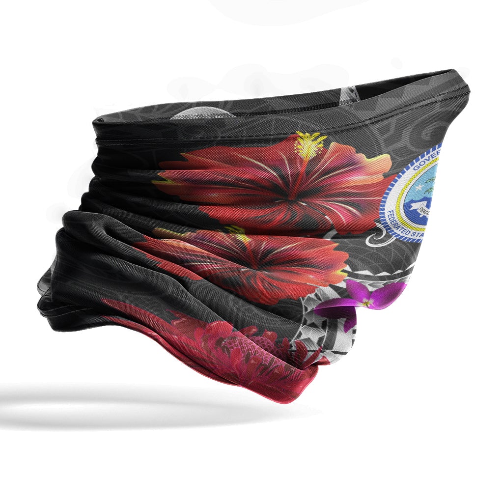Federated States of Micronesia Neck Gaiter Tropical Flower with Polynesian Pattern