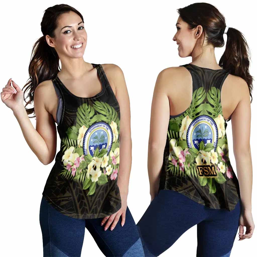 Federated States of Micronesia Women Racerback Tank - Polynesian Gold Patterns Collection