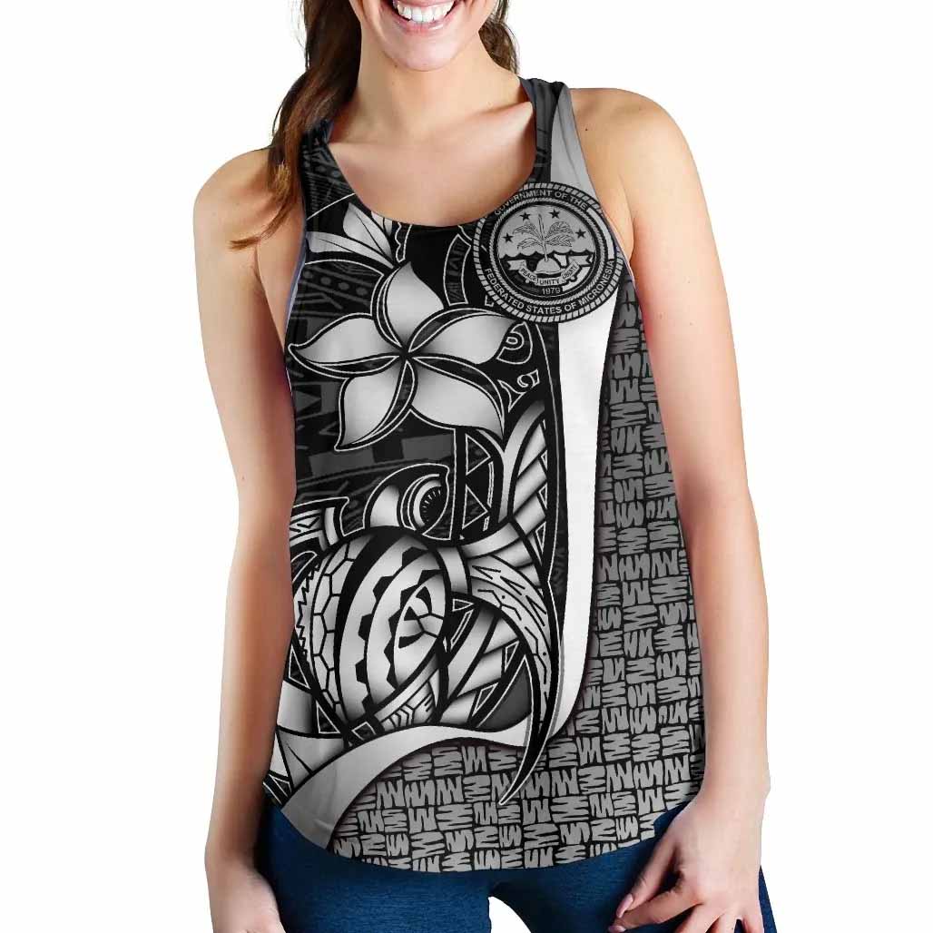 Federated States of Micronesia Women Racerback Tank White - Turtle With Hook