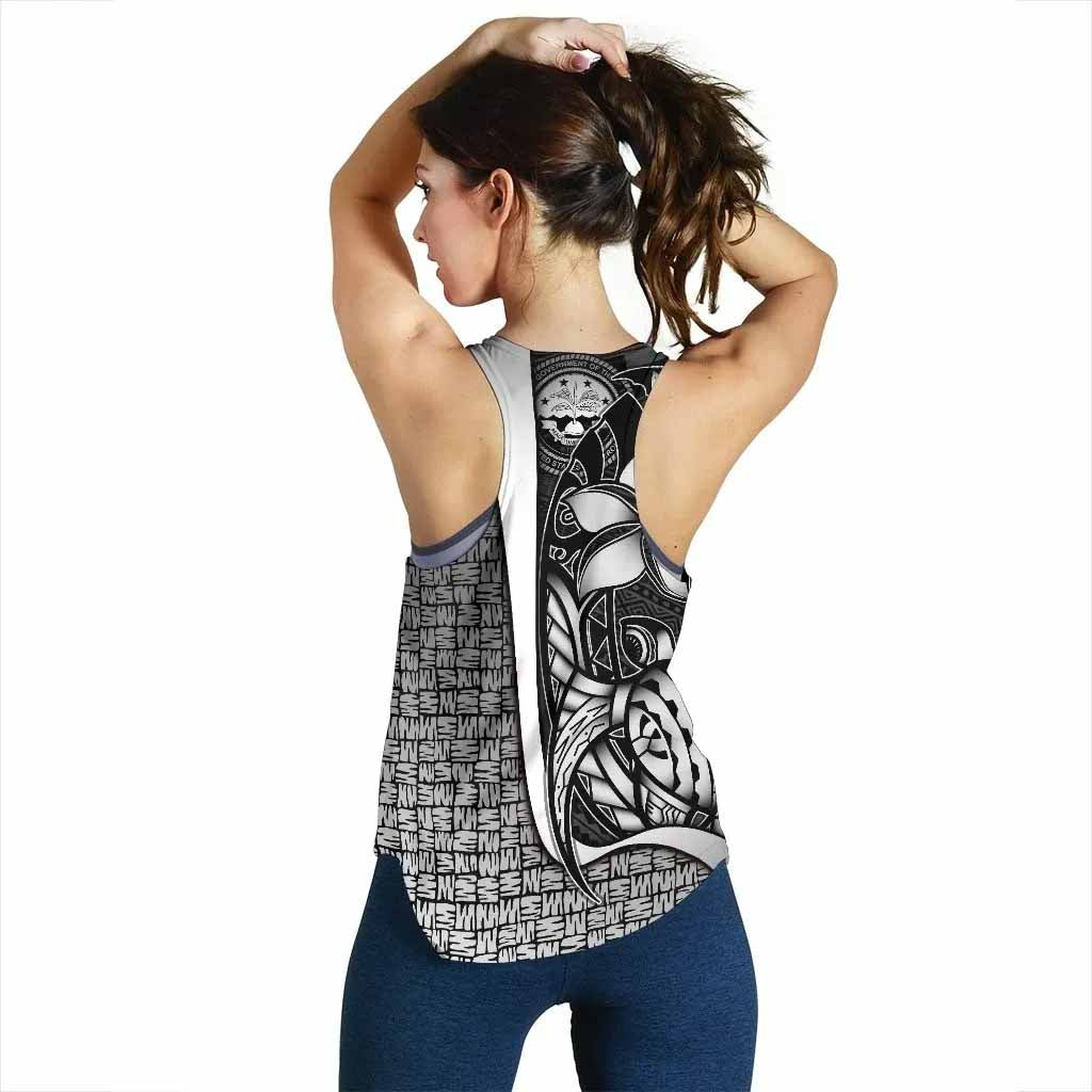Federated States of Micronesia Women Racerback Tank White - Turtle With Hook