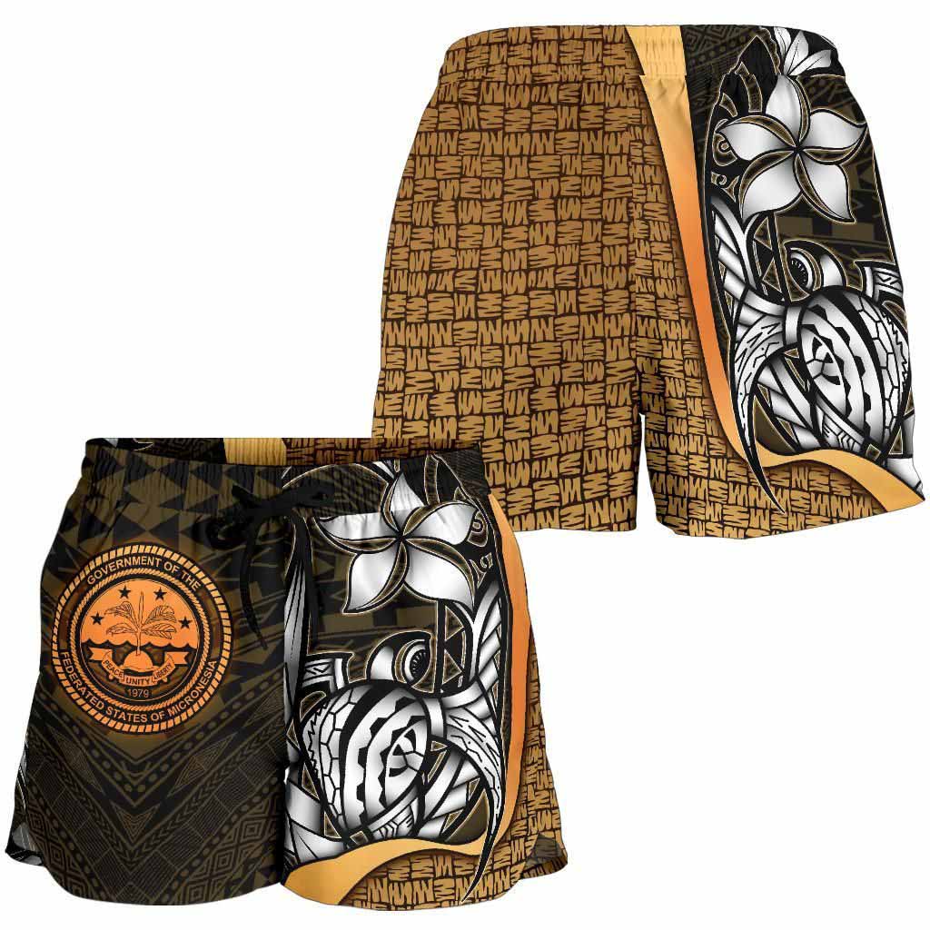 Federated States of Micronesia Women Shorts Gold - Turtle With Hook