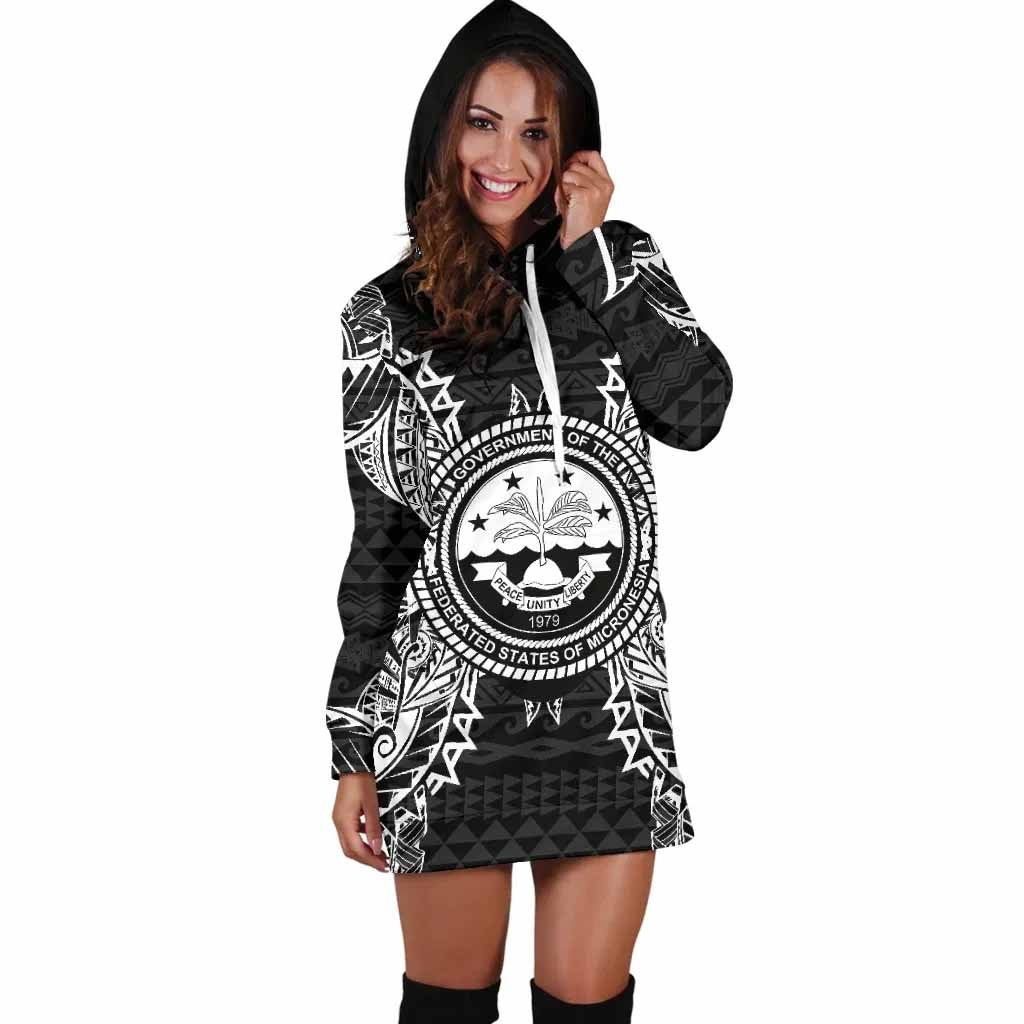Federated States Of Micronesian Hoodie Dress Map Black
