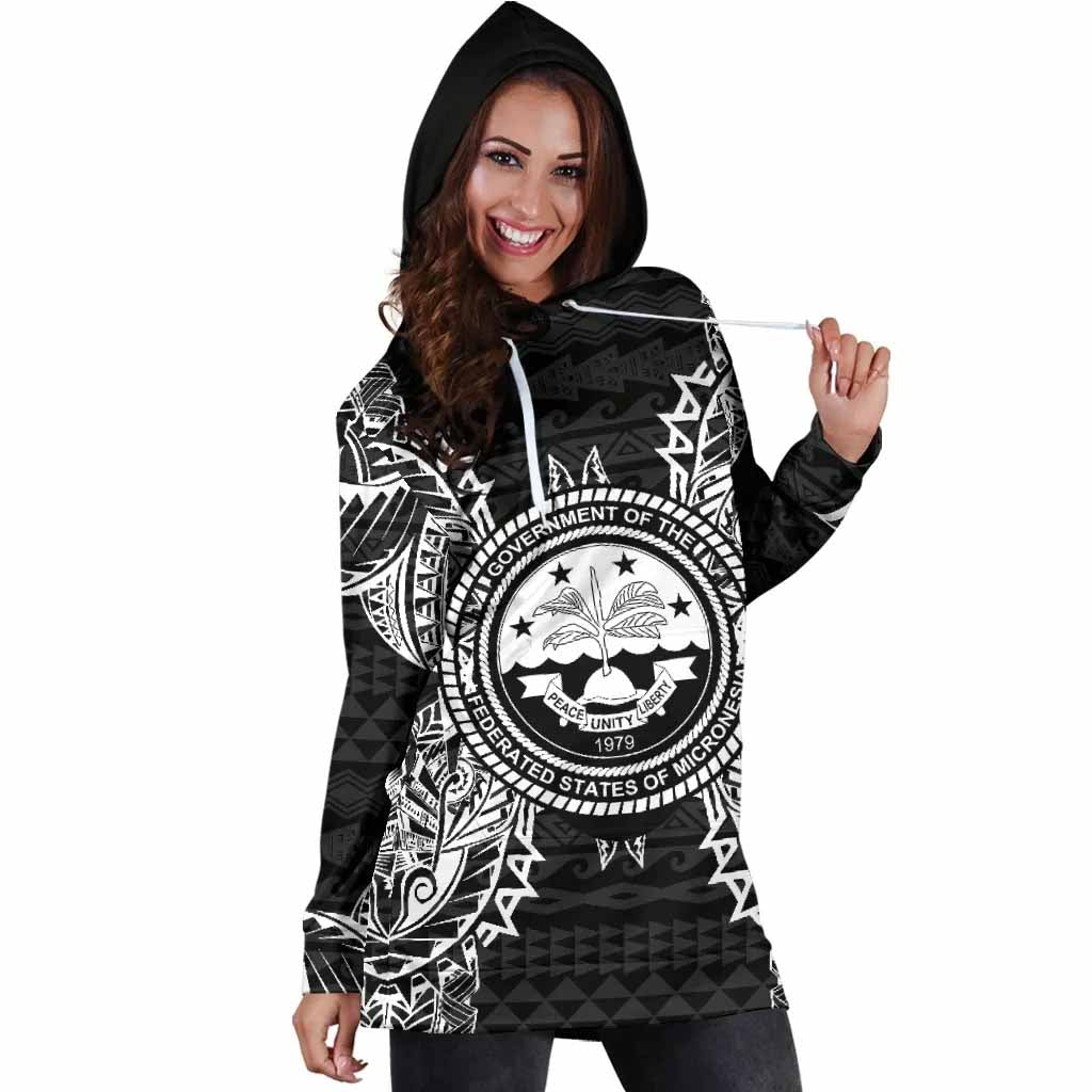 Federated States Of Micronesian Hoodie Dress Map Black