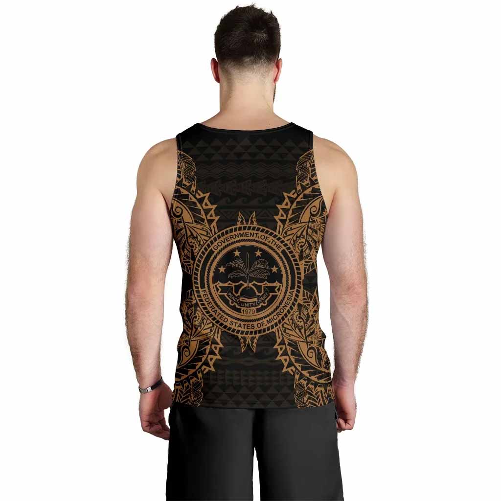 Federated States Of Micronesian Polynesian Men Tank Top Map Gold