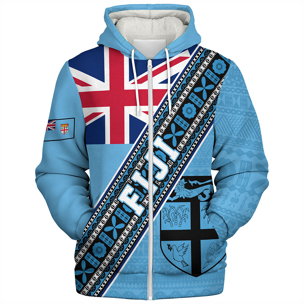 Fiji Sherpa Hoodie Flag And Coat Of Arms