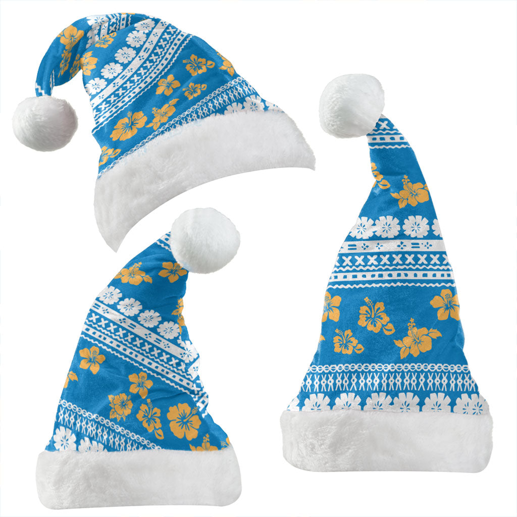 Fiji Christmas Hat Tapa Flower Fabric Print