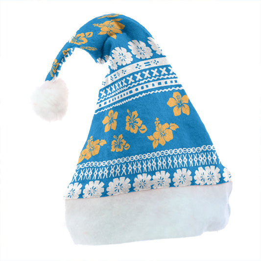 Fiji Christmas Hat Tapa Flower Fabric Print