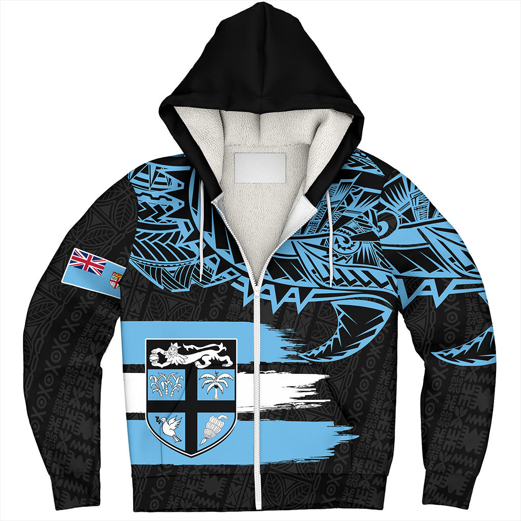 Fiji Sherpa Hoodie Tribal Melanesia Grunge Flag