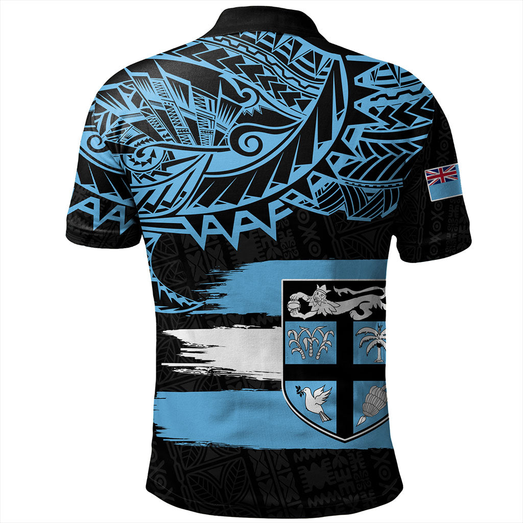 Fiji Polo Shirt Tribal Melanesia Grunge Flag