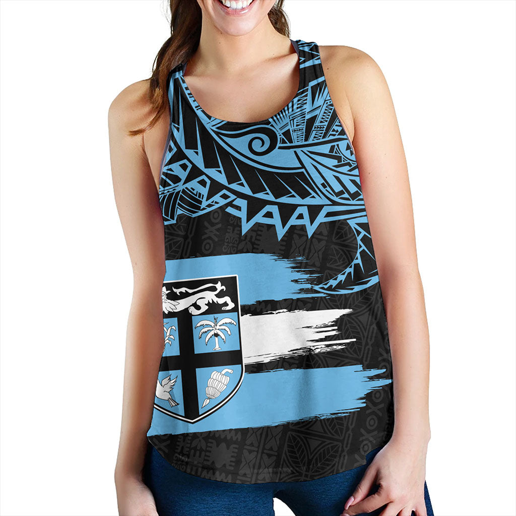 Fiji Women Tank Tribal Melanesia Grunge Flag