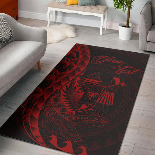 Fiji Area Rug - Custom Polynesian Pattern Style Red Color