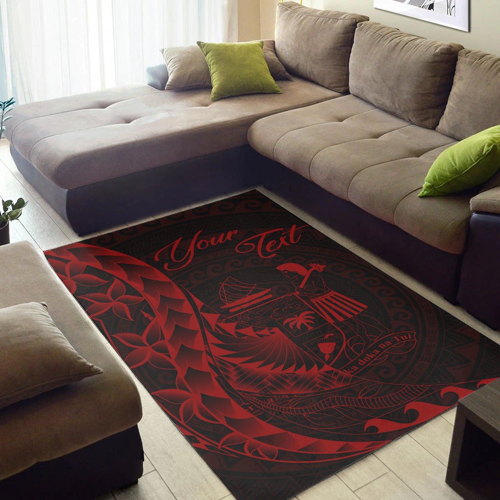 Fiji Area Rug - Custom Polynesian Pattern Style Red Color