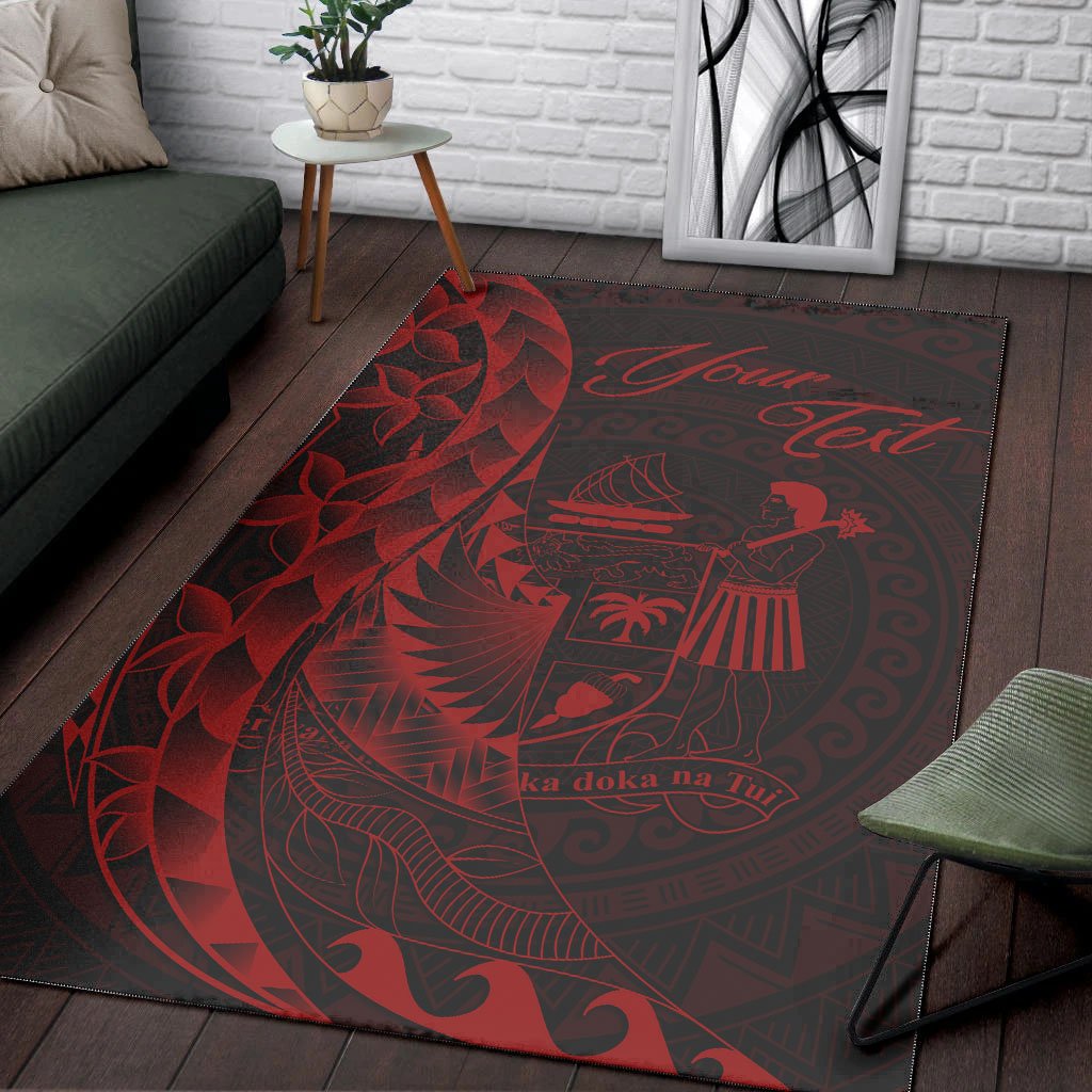 Fiji Area Rug - Custom Polynesian Pattern Style Red Color