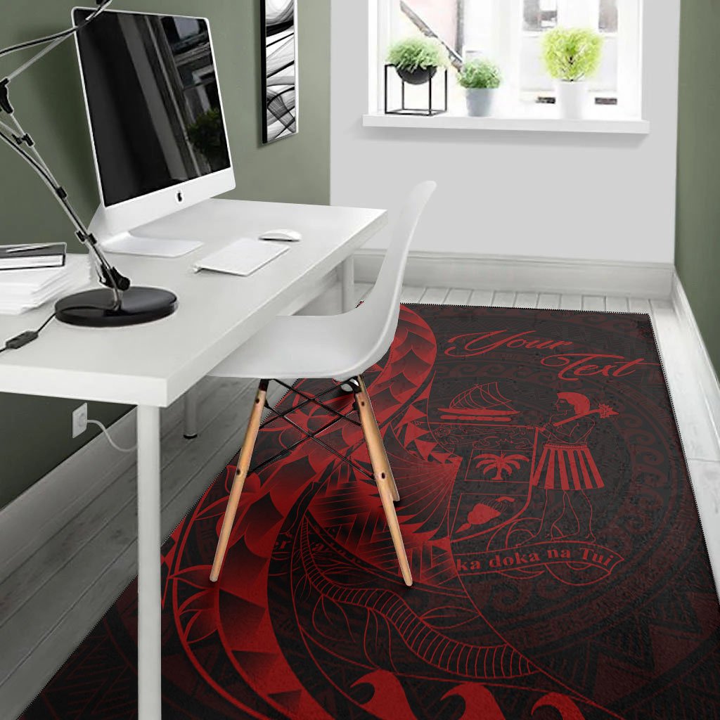 Fiji Area Rug - Custom Polynesian Pattern Style Red Color