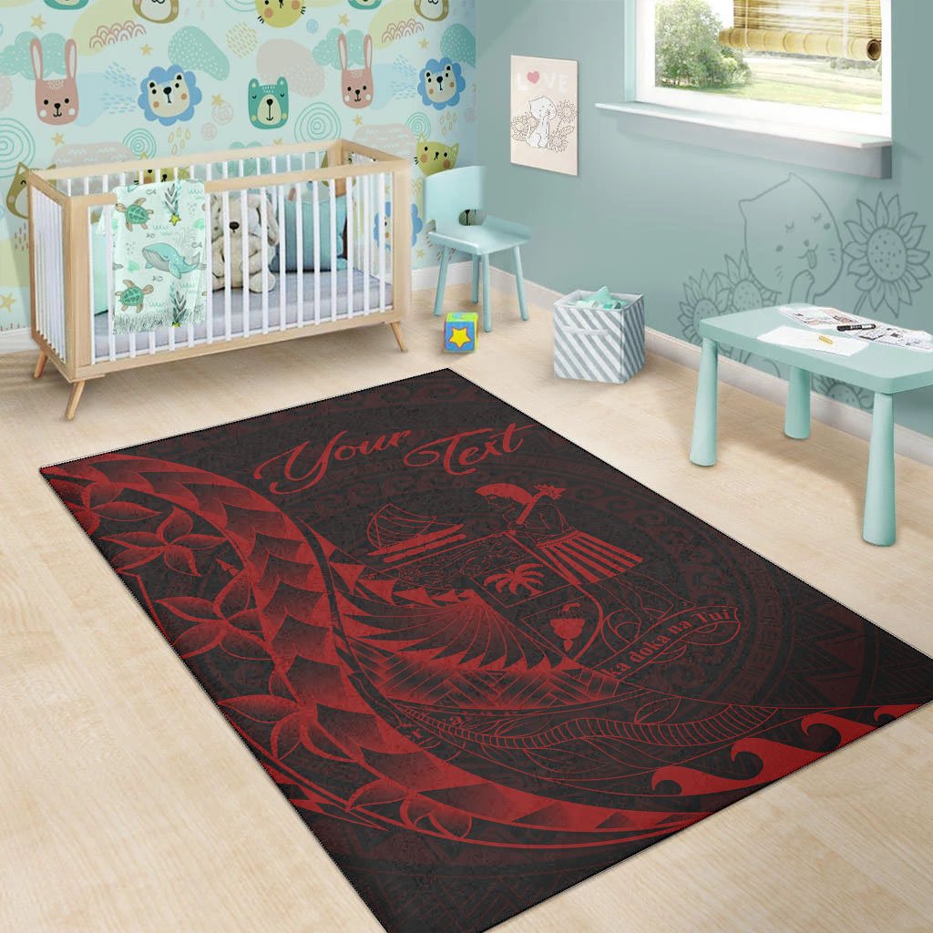 Fiji Area Rug - Custom Polynesian Pattern Style Red Color