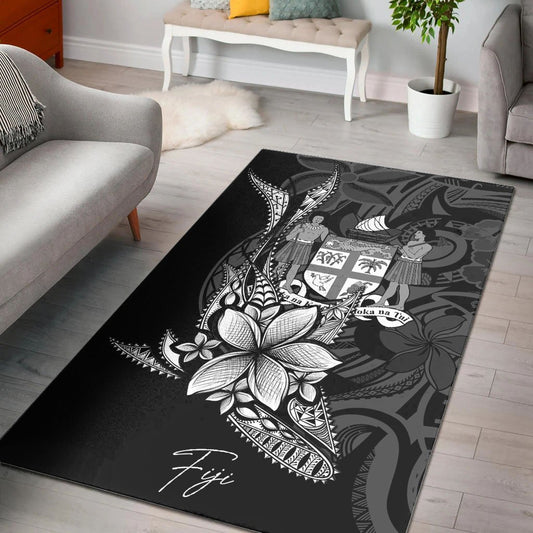 Fiji Area Rug - Fish With Plumeria Flowers Style