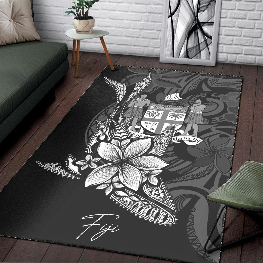 Fiji Area Rug - Fish With Plumeria Flowers Style