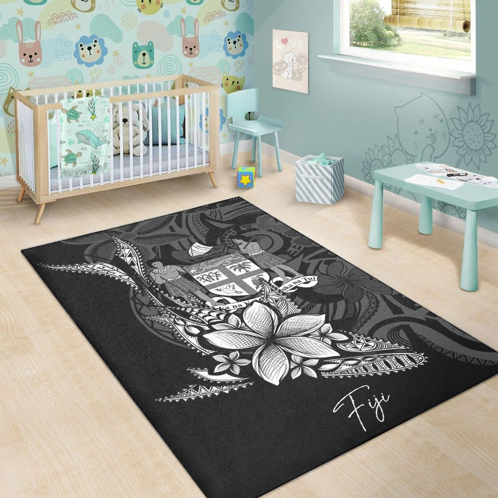 Fiji Area Rug - Fish With Plumeria Flowers Style