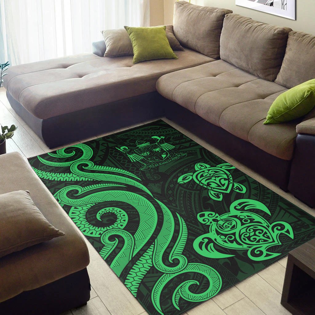 Fiji Area Rug - Green Tentacle Turtle Crest