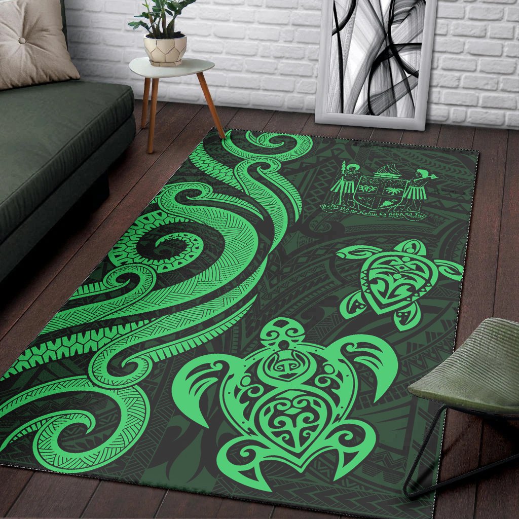 Fiji Area Rug - Green Tentacle Turtle Crest