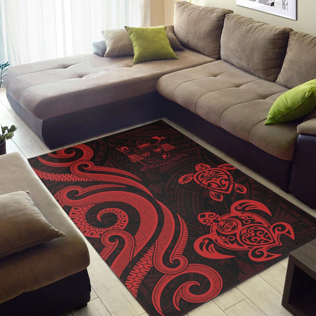 Fiji Area Rug - Red Tentacle Turtle Crest