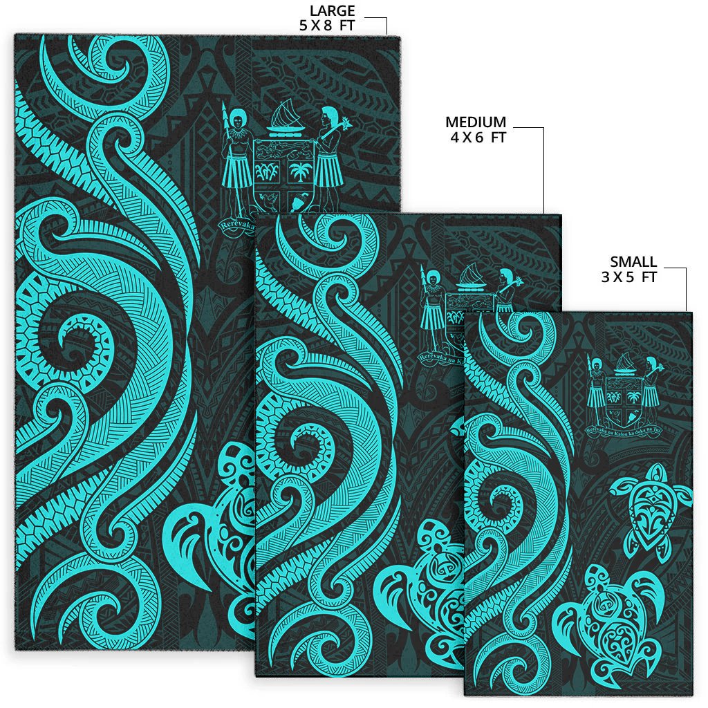 Fiji Area Rug - Turquoise Tentacle Turtle Crest