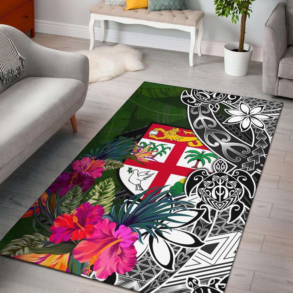 Fiji Area Rug - Turtle Plumeria Banana Leaf