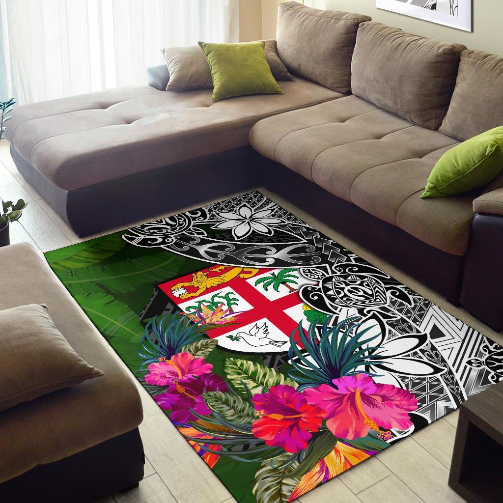 Fiji Area Rug - Turtle Plumeria Banana Leaf
