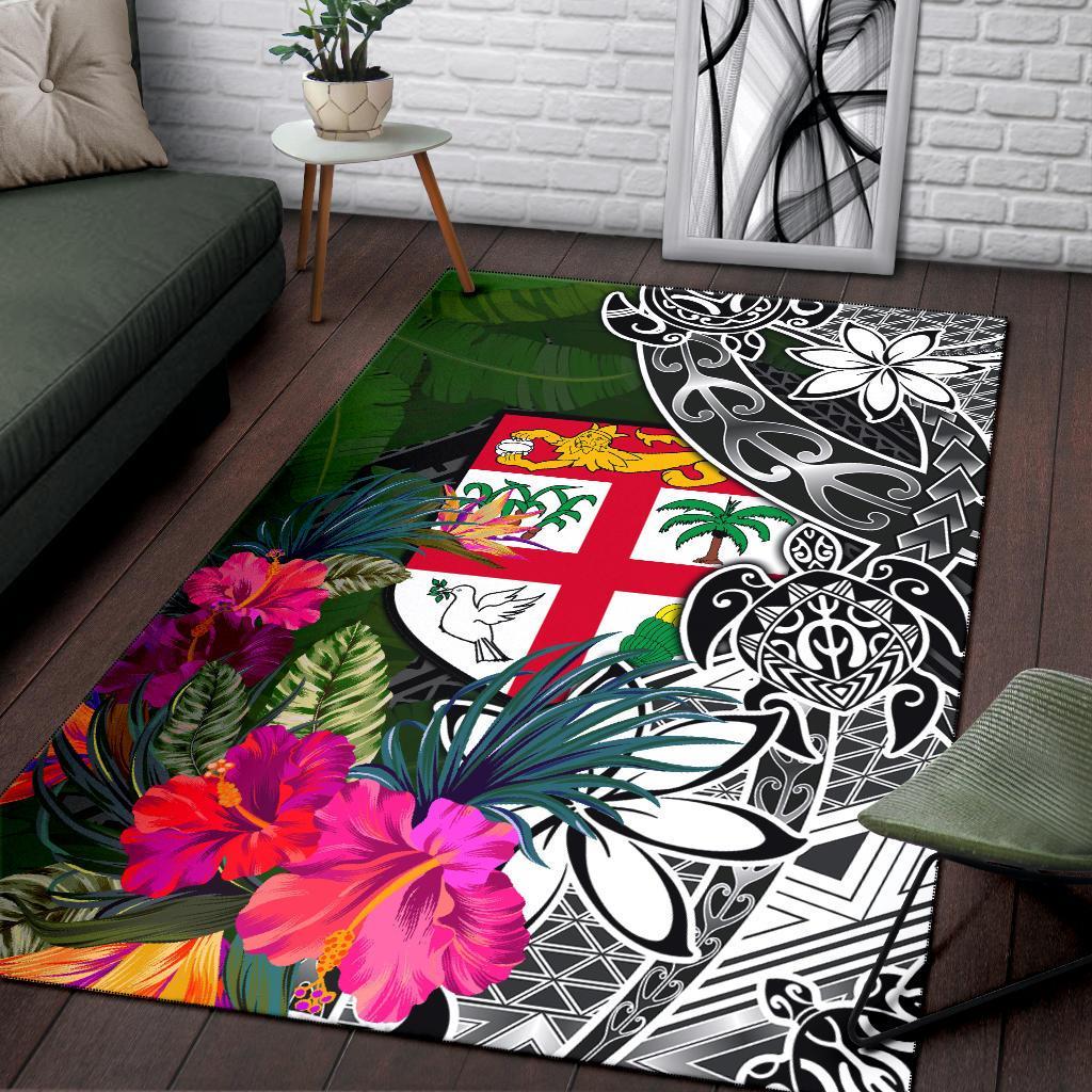 Fiji Area Rug - Turtle Plumeria Banana Leaf