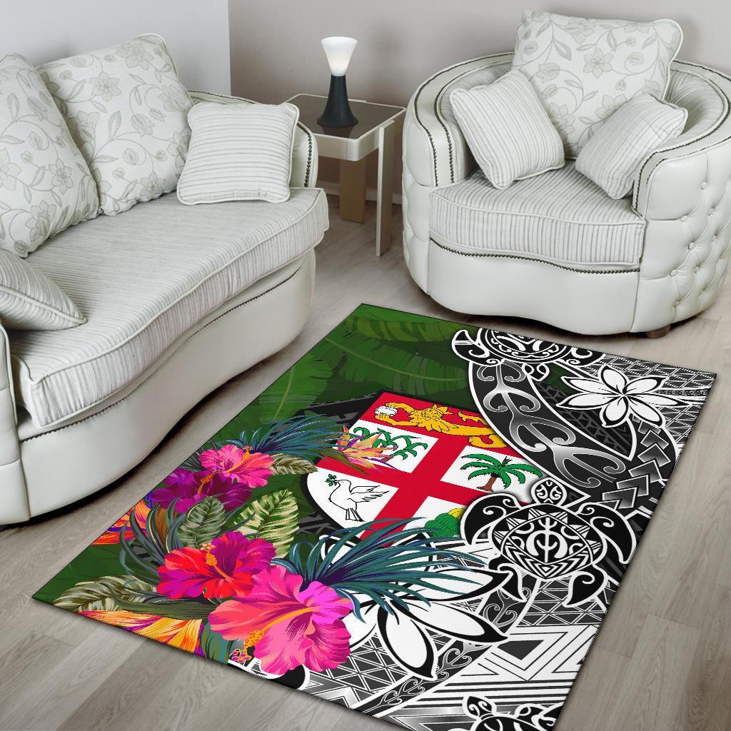Fiji Area Rug - Turtle Plumeria Banana Leaf