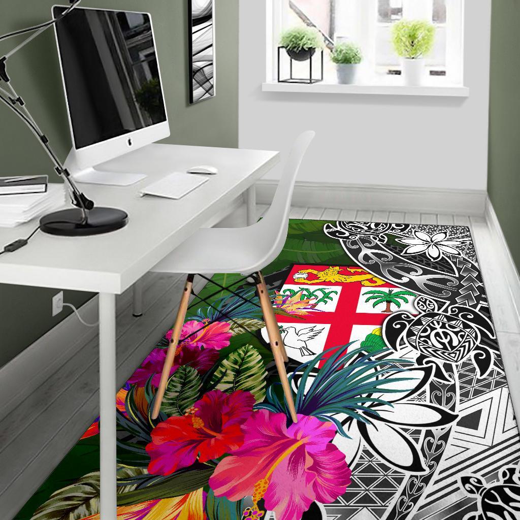 Fiji Area Rug - Turtle Plumeria Banana Leaf