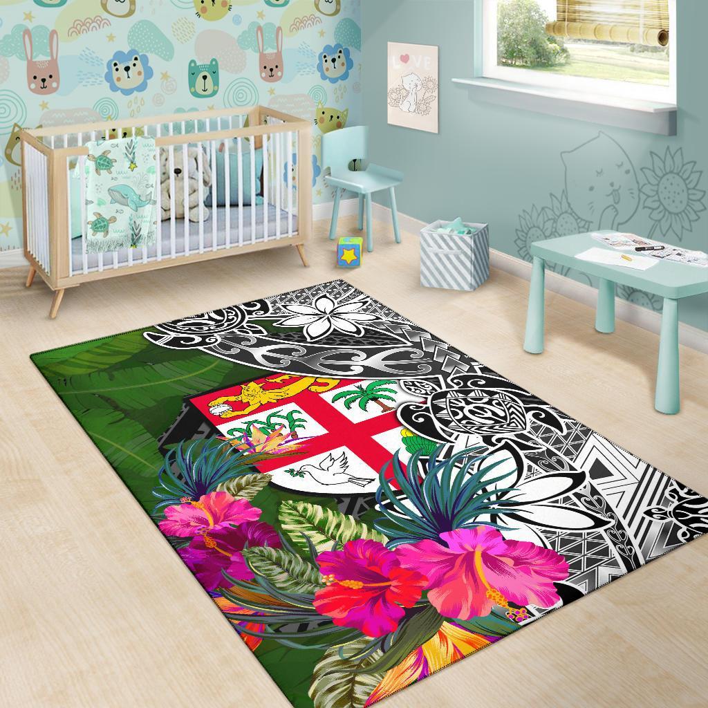 Fiji Area Rug - Turtle Plumeria Banana Leaf