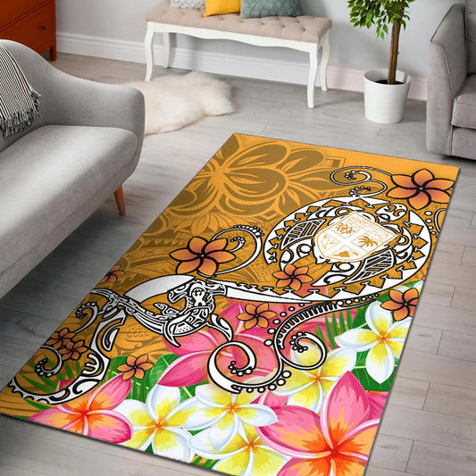 Fiji Area Rug - Turtle Plumeria (Gold)