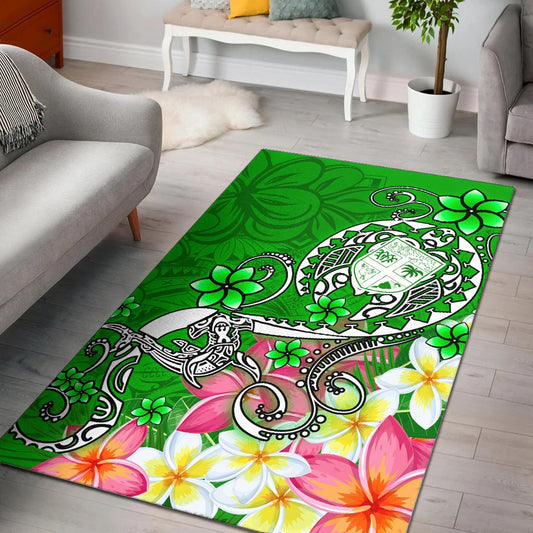 Fiji Area Rug - Turtle Plumeria (Green)
