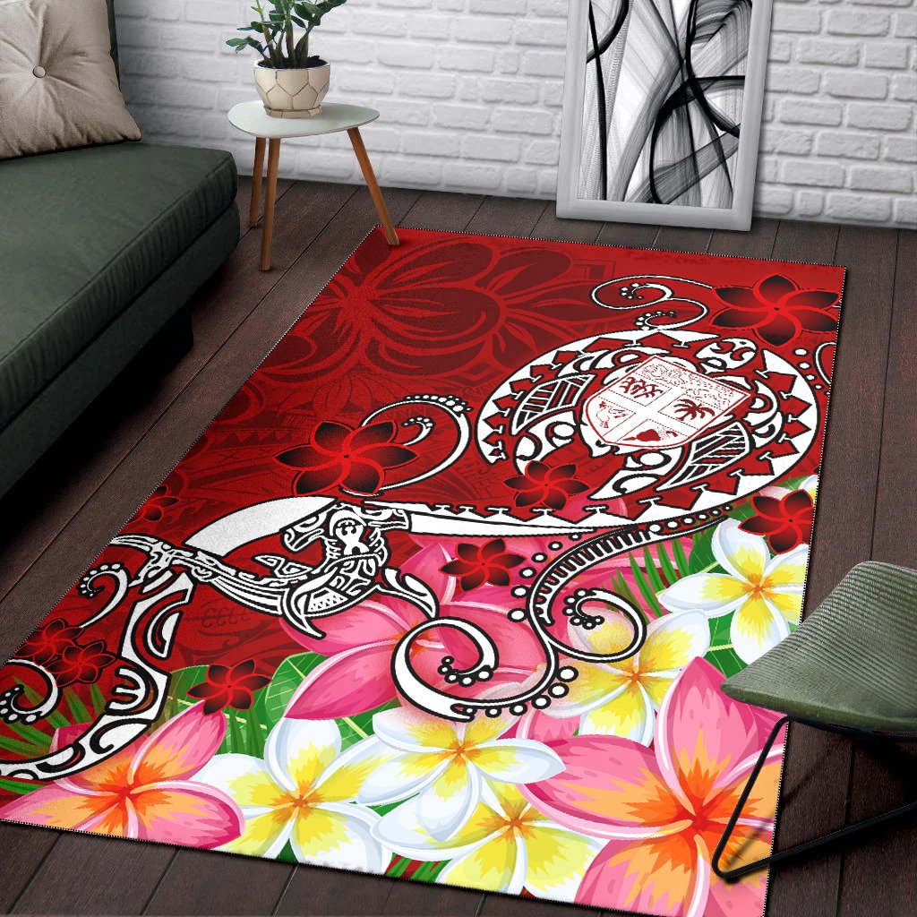 Fiji Area Rug - Turtle Plumeria (Red)