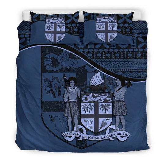 Fiji Duvet Cover Set - Fiji Flag & Coat Of Arms Blue