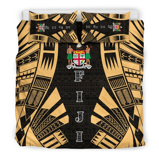 Fiji Duvet Cover Set - Polynesian Tattoo Gold