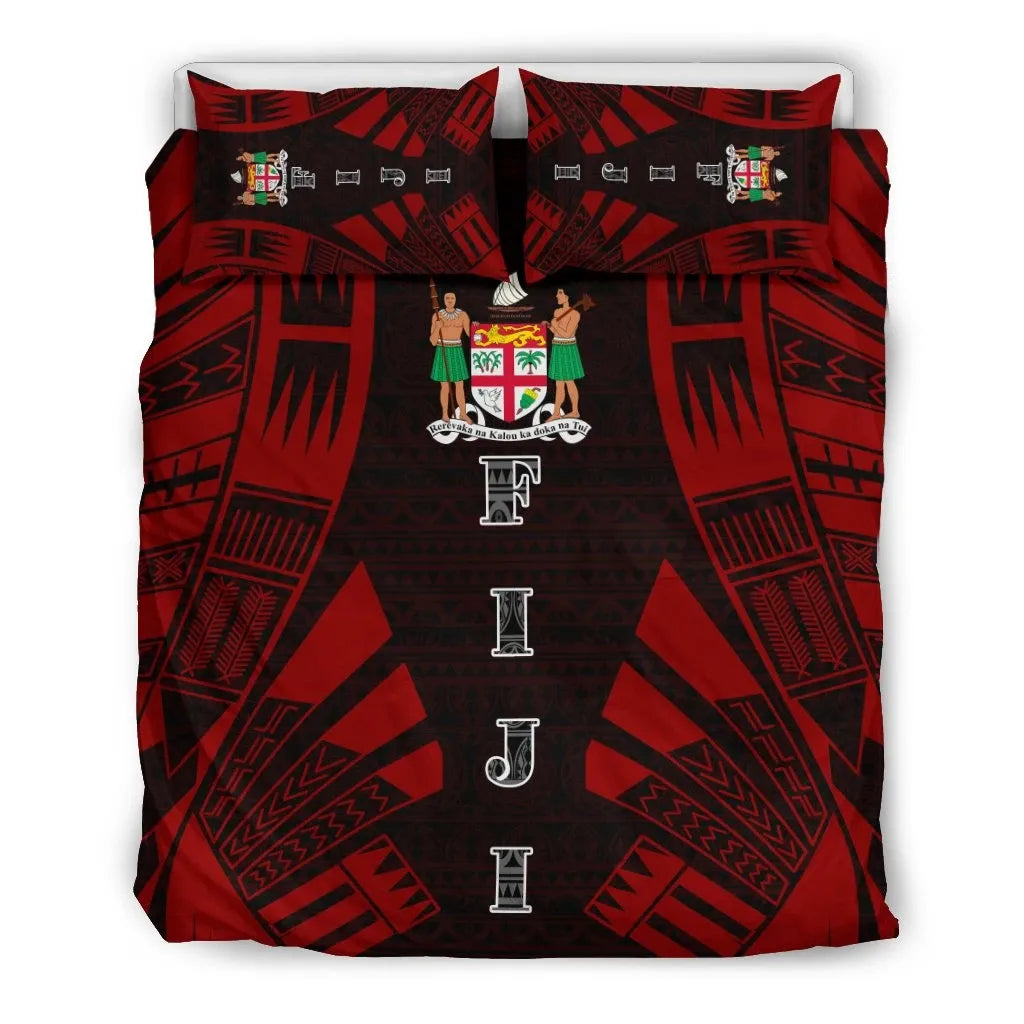 Fiji Duvet Cover Set - Polynesian Tattoo Red