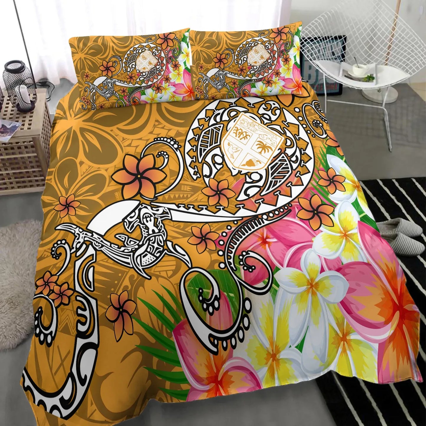 Fiji Bedding Set - Turtle Plumeria (Gold)