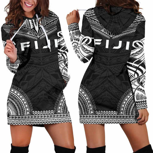 Fiji Female Hoodie Dress - Polynesian Black Chief