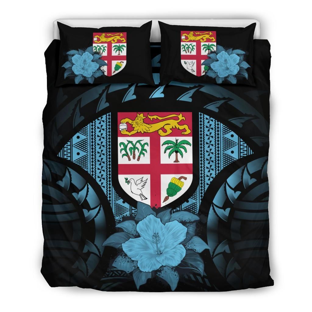 Fiji Duvet Cover Set - Fiji Flag & Blue Hibiscus