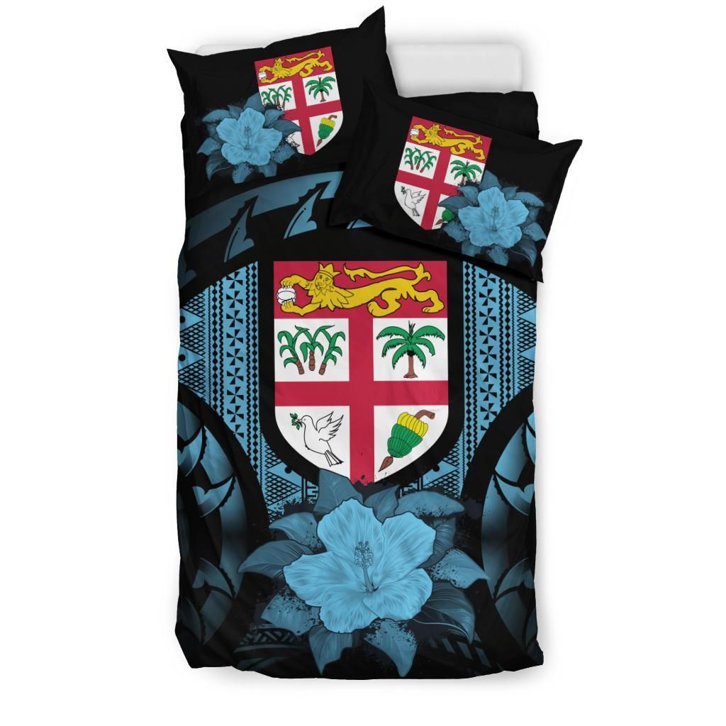 Fiji Duvet Cover Set - Fiji Flag & Blue Hibiscus