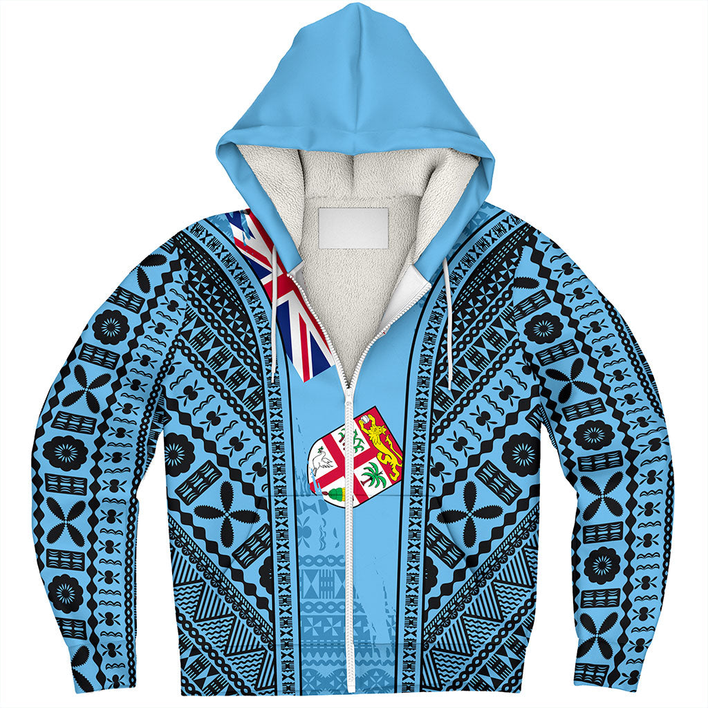 Fiji Sherpa Hoodie Bula Pattern Style Flag