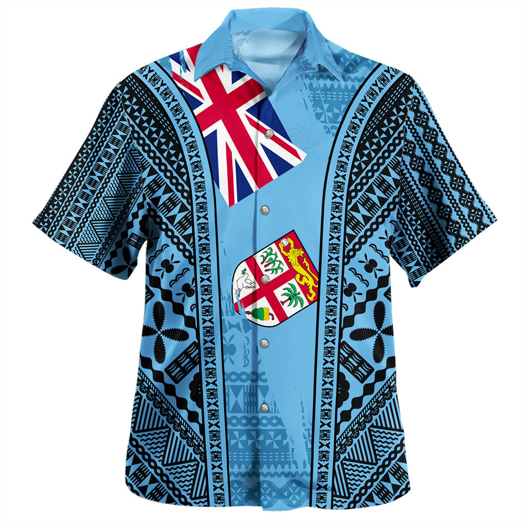 Fiji Hawaiian Shirt Traditional Tattoo Style Leaf