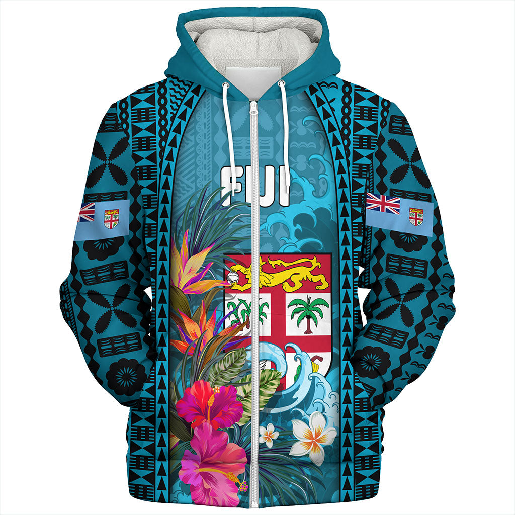 Fiji Sherpa Hoodie Bula Island Wave Tropical